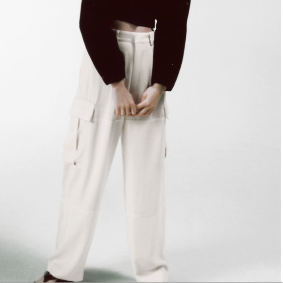 ZARA BNWT Flowy High-waisted Cargo Pants with Front Pockets - Picture 6 of 7
